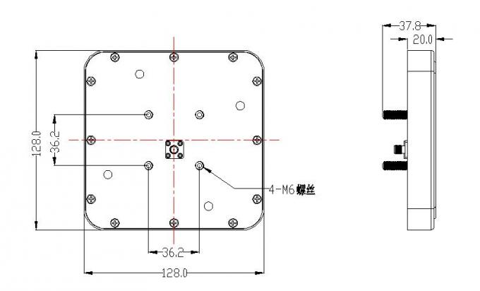 Conception imperméable de petite RFID du gain 6dBic taille de l'antenne 128*128*20MM de la fréquence ultra-haute double